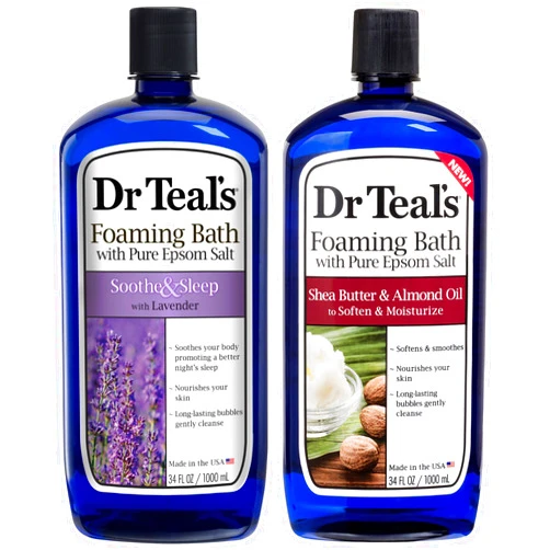 Dr Teal's Dr. Teal's Foaming Bath Variety Gift Set (2 Pack, 34oz Ea.) - Soothe & Sleep Lavender, Moisturizing Shea Butter & Almond Oil - Essential Oils Blended with Pure Epsom Salt Ease Pain & Relieve Stress