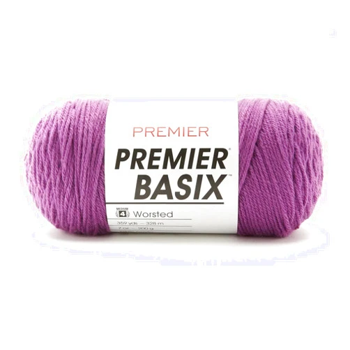 Premier Yarns Basix, Solid Worsted Yarn, Made of Acrylic, Ideal Yarn for Crocheting and Knitting, Purple, 359 yards