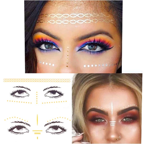 Chicque Face Tattoo Star Glitter Face Stickers Eyes Face Jewels Rave Festival Face Jewelry for Women and Girls 3PCS (B)
