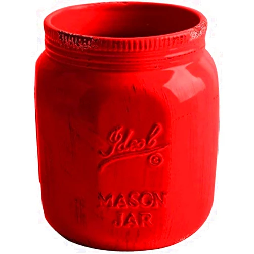 Palais Essentials Ceramic Utensil Crock Utensil Holder (Mason Jar Red)