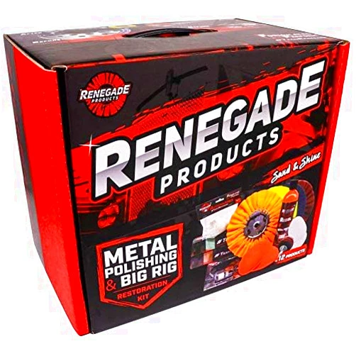 Renegade Products Big Rig & Semi Truck Metal Polishing Complete Kit with Buffing Wheels, Buffing Compound, Safety Flanges, Polishing Accessories and Rebel Red Liquid Metal Polish