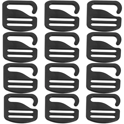 LUORNG G Hook 12PCS 26mm / 1inch Black G-Hook Wave Buckles Backpack Strap Belt Hardware Outdoor Webbing Buckle Clips Adjustable Buckles for Backpack Luggage Strap Webbing