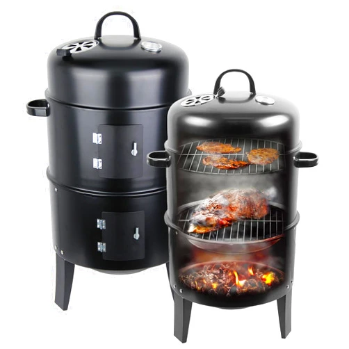 Rionaty 18 Inch Multi-Layer Steel Charcoal BBQ Smoker - Ideal for Outdoor Cooking & Home Parties, Built-in Thermometer & Adjustable Vent System, Versatile Grilling & Smoking