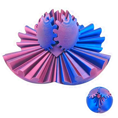 YHCFASHIPIN Gear Ball 3D Printed Gear Ball Fidget Toy Spin Ball, Gear Sphere, Gear Ball Fidget Toy, GearSphere Desk Toy, Fidget Gear Ball, Ideal Gear Toy for Sensory Needs (Laser Red Blue)