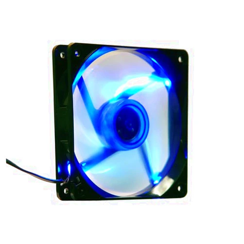 Apevia 120mm Blue LED Fan w/3-pin Motherboard and 4-pin Molex connectors and Black Grill CF12SL-TBL