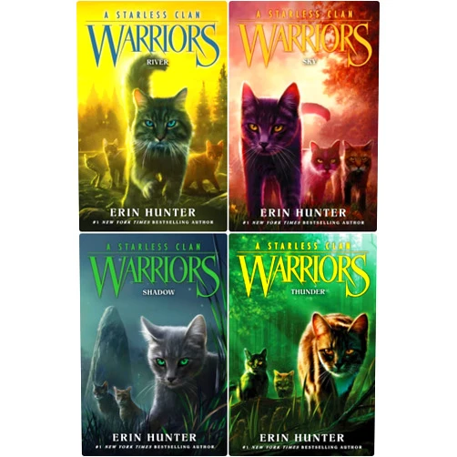 By Author: Erin Hunter (Author) Warriors: A Starless Clan Series 4 Books Set Paperback Edition - River, Sky, Shadow, Thunder