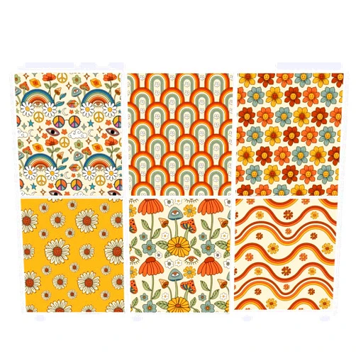 Whaline 6 Pack Retro Floral Swedish Dishcloths Boho Rainbow Kitchen Dish Towel Reusable Washable Cotton Kitchen Towel for Counter Cleaning Baking Cooking, 6.9 x 7.7 Inch
