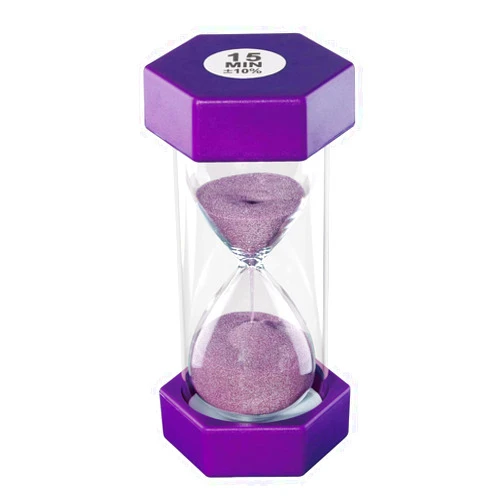 Tuffinix 15 Minute Hourglasses Sand Timer - Tuffinix Plastic Classroom Sand Timers 15 Min for Kids School Bathroom Tea Game Kitchen Purple