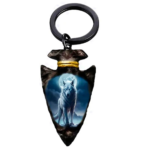 AttractionOil.com Wolf Moon Arrowhead Keychain
