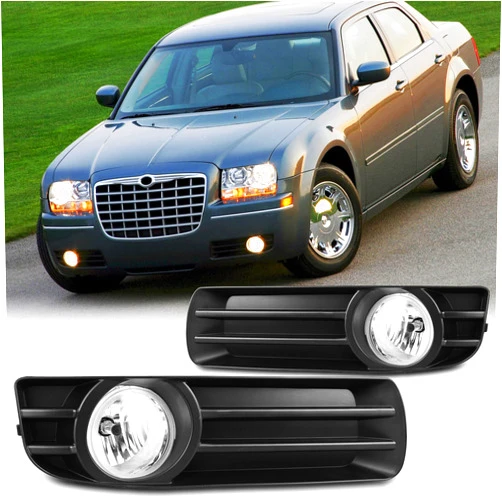 AUTOFREE Driving Fog Lights Compatible with 2005-2010 Chrysler 300 with H10 12V42W Bulbs Fog Lamps Assembly Replacement Included Wiring Kits & Switch- 1 Pair (Clear Lens)