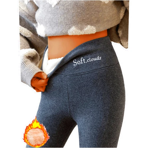 Dosurgorn Soft Clouds Fleece Leggings for Women Winter, Fuzzy Pants - Thermalpants Winter Pants for Women