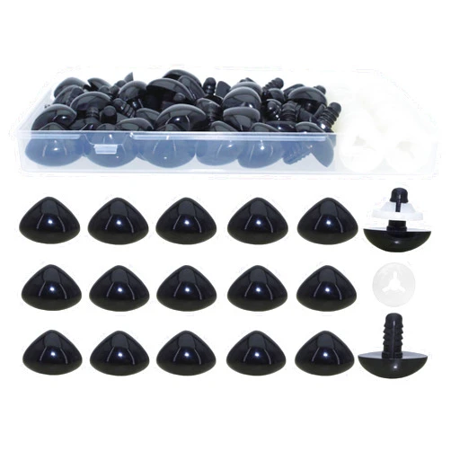 BESTCYC 1 Box(50PCS) 19.5mm Black Plastic D-Type Animal Safety Nose with Washers for Bear, Doll, Puppet, Plush Animal and Craft