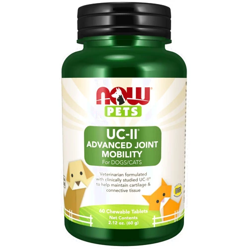 NOW Foods® Pets, UC-II® Advanced Joint Mobility for Dogs and Cats, Veterinarian formulated, Help Maintain Cartilage and Connective Tissue*, 60 Chewable Tablets (60 Grams)