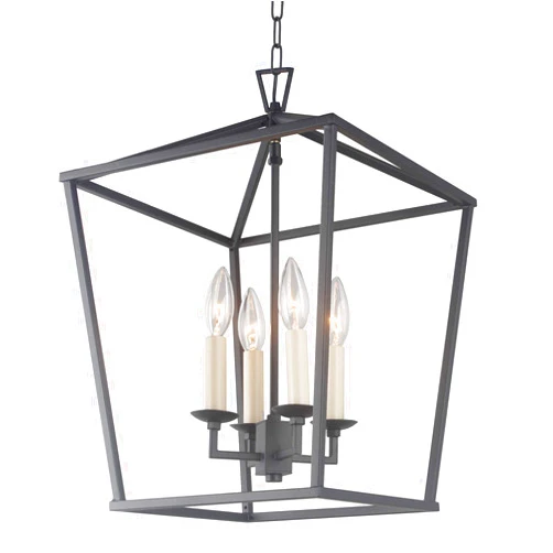 Decomust Dot Com Cage Pendant Light Lantern Iron Art Design 4-Heads Candle-Style Chandelier Ceiling Light Fixture for Hallway Kitchen dinning Room Bar Restaurant (W 12.6