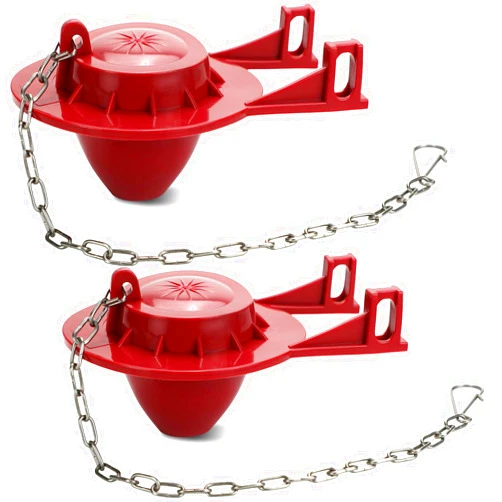 Lydia's Deal 2 Pack 2-Inch Toilet Flapper Replacement Kit High Performance Universal Toilet Tank Flapper with Stainless Chain & Hook, Long Lasting Rubber, Easy to Install Red
