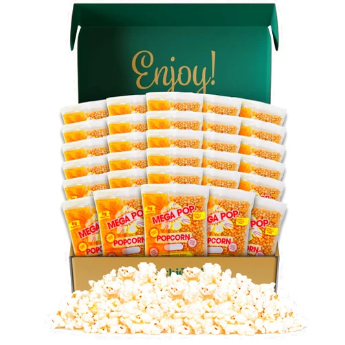 THE MUNCHIE MIX Munchie Gift Box (24 count) 8 oz Popcorn Machine Popcorn Packets Mega-pop Popcorn Oil and Salt Kit with Coconut Oil- Flavored Popcorn- Butter Corn/Oil/Salt Kits - All-in-One