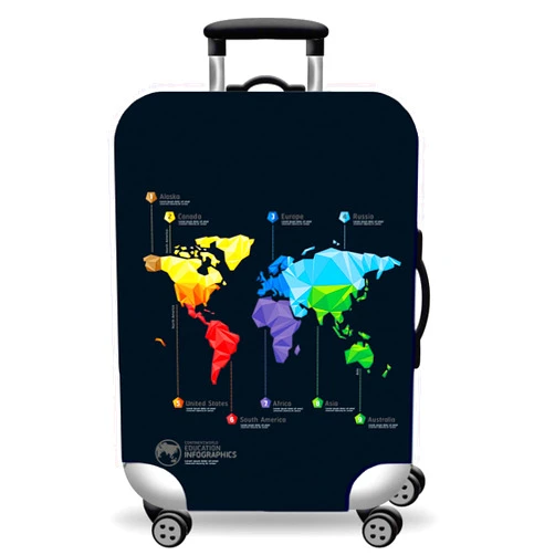 WUJIAONIAO Travel Luggage Cover Baggage Suitcase Cover Protector Skins 18-32 Inch (map, M (for 22-24 inch luggage))