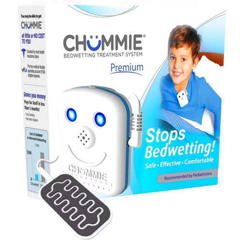 Chummie Premium Bedwetting Alarm for Deep Sleepers - Award Winning, Clinically Proven System with Loud Sounds, Bright Lights and Strong Vibrations, Blue