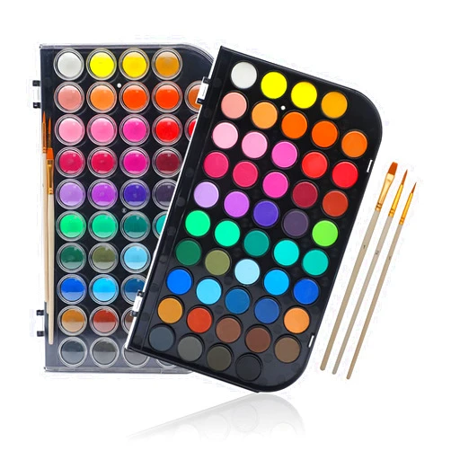 Artecho 48 Colors Watercolor Paint Set with 3 Brushes, Washable, Travel Design, Perfect for Card Making, Illustrations, Painting, Calligraphy