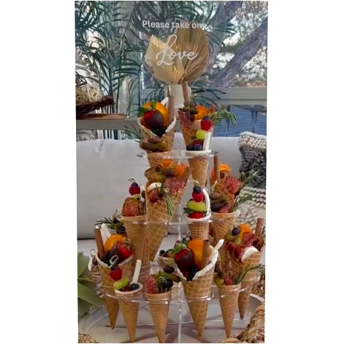 Life Shift Unlimted Ice Cream Cone Holder fits 24 Cones - Clear Acrylic Waffle Cone Holder - 3-Tier 25.5