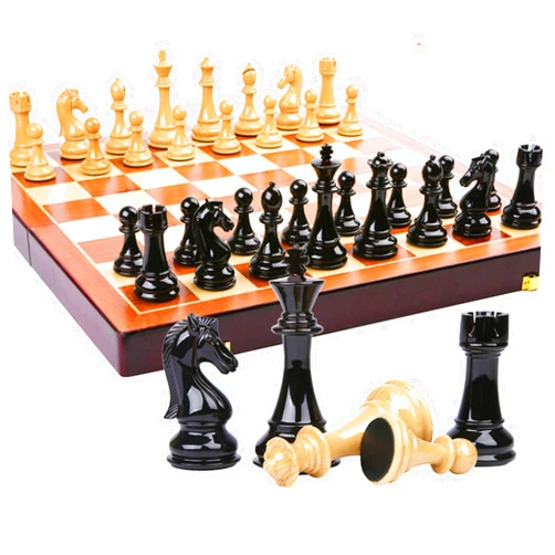 SGSG ZTMN High-Grade Plastic Chess Set International Chess Game Gift Folding Wooden Chessboard ABS Plastic Steel Chess Pieces Chessman Casual Puzzle Party