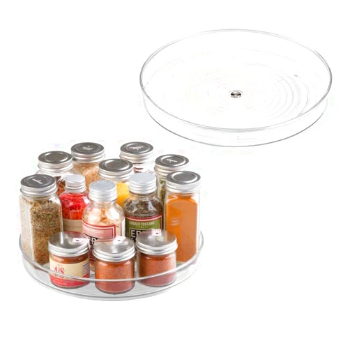 iDesign 9-Inch Lazy Susan Organizer - Small Lazy Susan Turntable for Cabinet or Pantry, 2-Pack, Clear