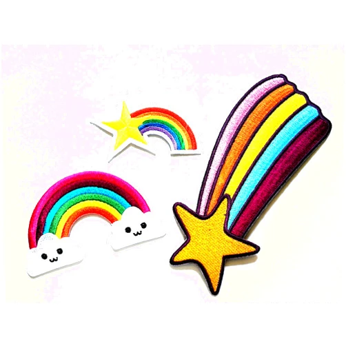 NiPitShop Cartoon Patch Nipitshop Patches Set 3 Cloud Rainbow Star Cartoon Kid Patch for Clothes Backpacks T-Shirt Jeans Skirt Vests Scarf Hat Bag