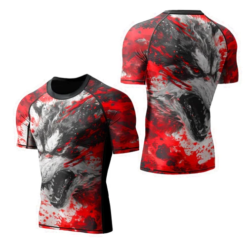 Desantiago Compression Shirt Short Sleeve 4-Way Stretch Construction, Jiu Jitsu Rash Guard Men