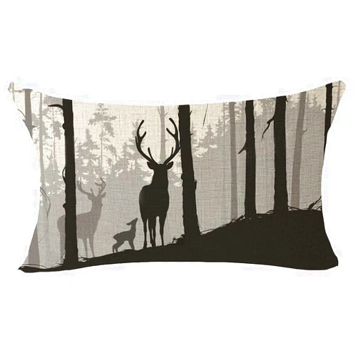 ITFRO Summer Nice Adventure Gift Bear Deer Forest Holiday Farmhouse Cotton Burlap Decorative Lumbar Throw Pillow Case Cushion Cover for Outdoor Couch Living Room 12x20 Inches (Light Gray)
