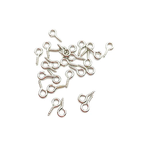Ailifly Pack of 200,Multipurpose Alloy Eye Bolts Hook Screw Eye Nails Pin Bail for DIY Jewelry Making Accessaries (Silver, 4x8mm(S))