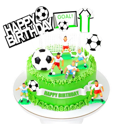 BANBALLON Soccer Ball Cake Topper Decorations For Theme Party, Football Player, Men, Boy, Birthday, Sport Supplies, 14 PCS