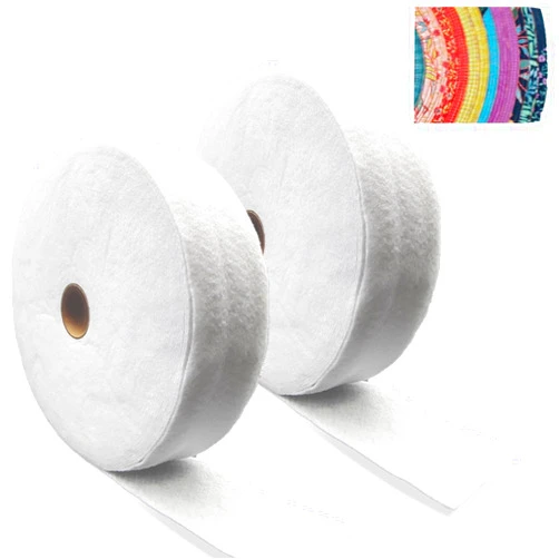 SIOMEIRY 2 Roll 2 1/4 Inch Jelly Roll Batting Strip for Rugs Quilt Batting, Total 70 Yards Needle-Punched Cotton Blend Fleece Clover Fabric Tube Maker for Jelly Roll Rugs,Purse