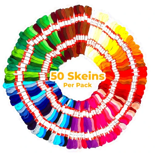ZIBELL Embroidery Floss Rainbow Color 50 Skeins Per Pack Cross Stitch Threads Friendship Bracelets String Embroidery Thread Cotton Floss Bracelet Yarn Crafts Floss by ZIBELL