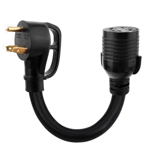 Macco NEMA TT-30P Plug to L14-30R Adapter Cord 30Amp 3 Prong to 4 Prong RV/generator Plug to House inlet Box ETL Listed
