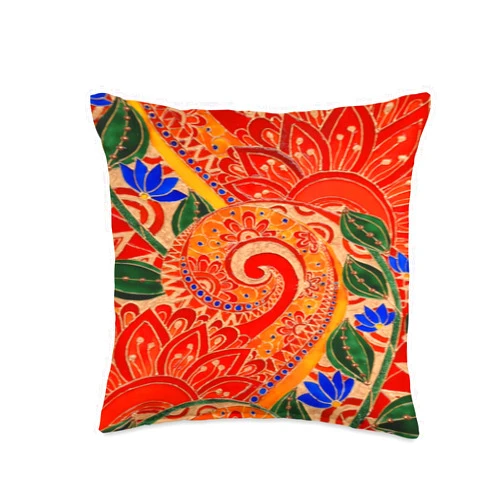 Eradesign Orangegold Mandala Lovely Gift Decorative for Sofa Couch Throw Pillow, 16x16, Multicolor