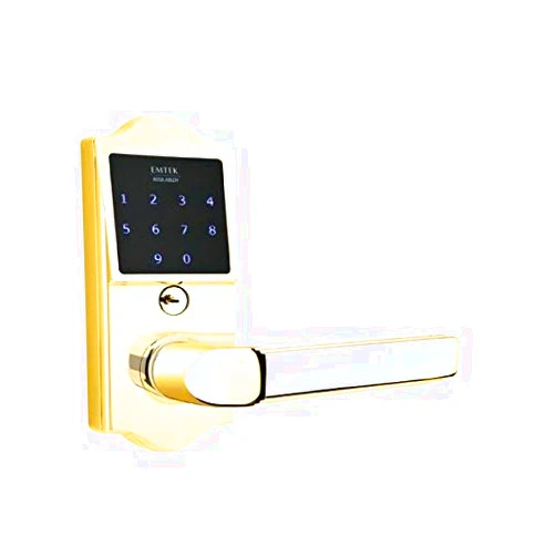 Emtek American Heritage EMTouch Keypad Leverset - Milano Lever - Available in 3 Finishes - Left or Right Handing - E4002MRHUS3 - Right Handed (RH) - Polished Brass (US3)