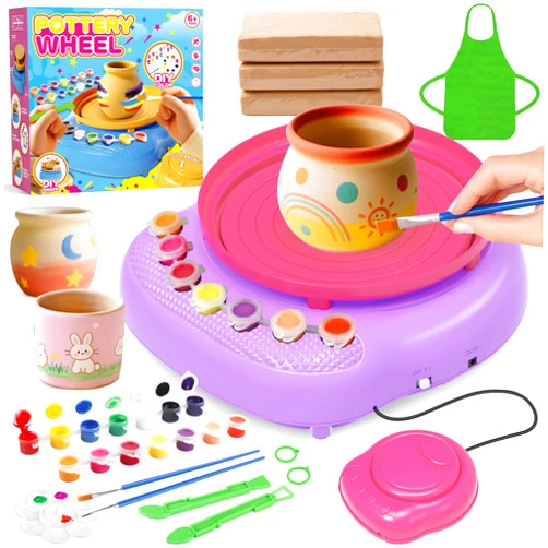 TingingYuli Pottery Wheel for Kids,Complete Pottery Kit and Tools for Beginners,Arts and Crafts Toys for Kids Ages 8-12,Art Supplies Birthday Gifts for Boy Girl Age 6 7 8 9 10 11 12 (Pink/Purple)