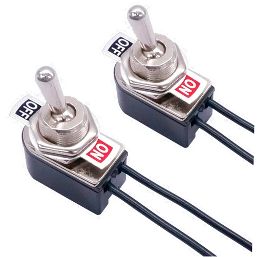 Taiss 2pcs Toggle Switch SPST 2 Position Latching ON/Off 6A AC 125V /10A DC 12V Toggle switches Incidental 5.2 inch Connect Wire Rocker Arm Switch KNS-1