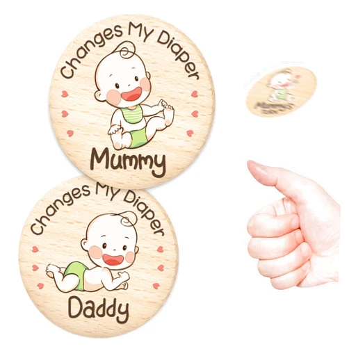 WVSAFV Funny Baby Gift New Parents Decision Coin Wooden 2 Pcs,Pregnancy Gifts New Dad Mom Gifts,Push Present Shower Gifts for Expecting Parents First Time to be Daddy Mommy Essentials Green Color