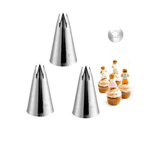 MuYwa Piping Tip 1M 3 Pcs Set,1M Star Tip for Cake Decorating Essentials