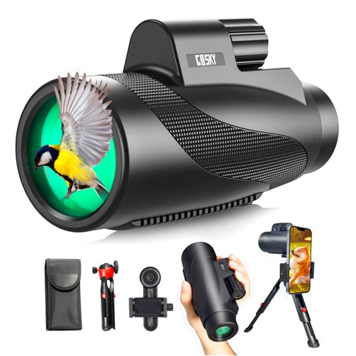 Gosky 15x52 HD Monocular, Monocular for Adults High Powered with Tripod, Monocular Compact with BAK4 Prism & FMC Lens, Bluetooth Camera Remote, Monoculars for Hunting, Bird Watching, Hiking,Traveling