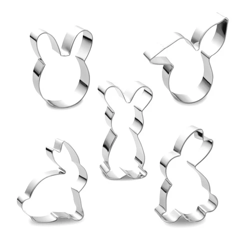 Maykito Easter Bunny Cookie Cutter Set -5 Pieces - Different Shapes Stainless Steel