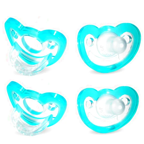 RaZbaby Jollypop Pacifier for Babies 3 Months and Up, USA Made, Natural Shaped Orthodontic Binky, Lovingly Shared in NICUs & Hospitals Worldwide, Medical-Grade 100% BPA-Free - 4 Pack - Teal