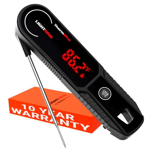 ThermoPro Lightning 1-Second Instant Read Meat Thermometer, Calibratable Kitchen Food Thermometer with Ambidextrous Display, Waterproof Cooking Thermometer for Oil Deep Fry Smoker BBQ Grill