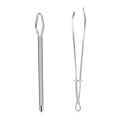 Salbsever 2 Pcs DIY Rope Threader Clip Drawstring Threader Tool Metal Easy Pull Drawstring Threader with Tweezer Sewing Tool for Elastic Sewing Tweezer Tool for Replacement Drawstring Sewing Accessories