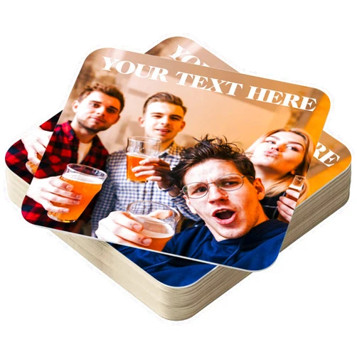 Bang Tidy Clothing Personalized Beer Mats Photo Coasters Drinks Mats Pack of 24 - Cardboard - Add Photo Text