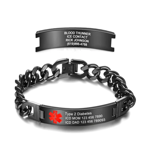 FenFang Personalized Emergency Bracelets for Women & Men - Stainless Steel Medical ID Bracelets