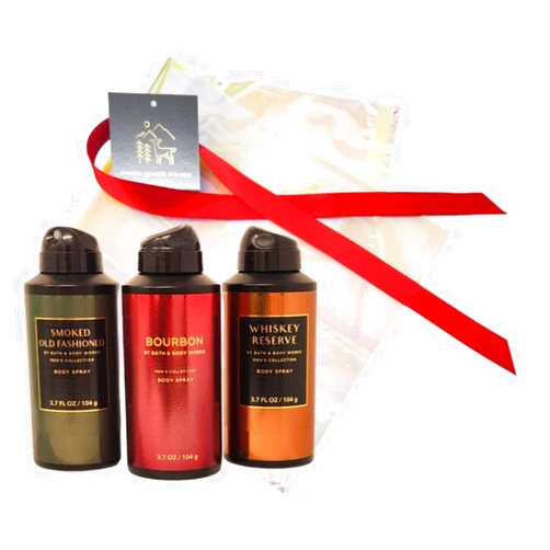 Fawn Over Finds Fathers Day Gift Set - Whiskey Lover Gentleman's Body Spray Trio - Smoked Old Fashioned - Bourbon - Whiskey Reserve - Includes Cello Bag, Ribbon, and Tag