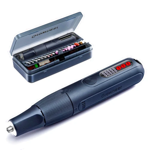GROWNEER Mini Cordless Rotary Tool Kit, 8V Rechargeable Rotary Tool, 5 Speeds, 117 In 1 Multi-Purpose Power Rotary Tool with Lights for Polishing, Sanding, Drilling, Engraving, DIY Crafts, Pet Nails