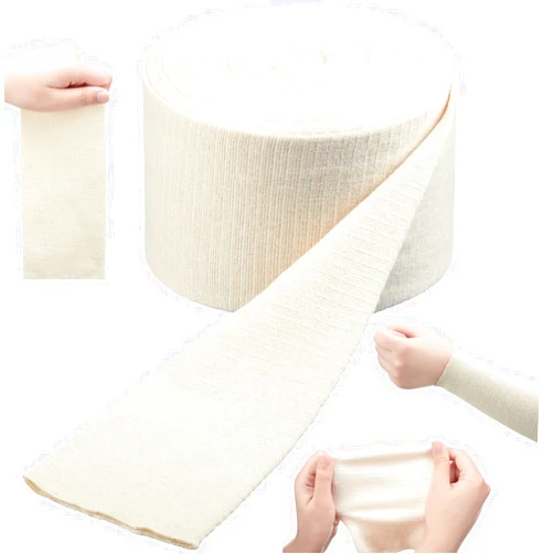 Tondiamo Cotton Tubular Stockinette Gauze Roll Tubular Arm Stocking Elastic Leg Stockinette Tubing Compression Tube Sleeve Bandage for Cast Plaster Comfort Wear Sweat Absorbent (4 Inch X 11 Yard)